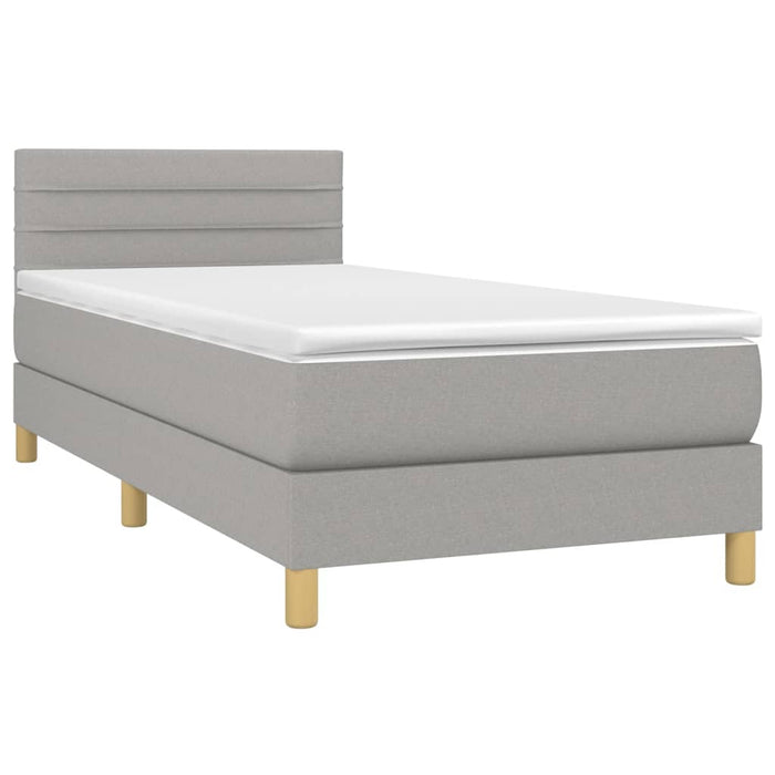 Boxspringbett mit Matratze & LED Hellgrau 80x200 cm Stoff