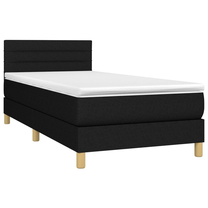 Boxspringbett mit Matratze & LED Schwarz 90x190 cm Stoff