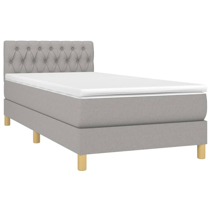 Boxspringbett mit Matratze & LED Hellgrau 100x200 cm Stoff