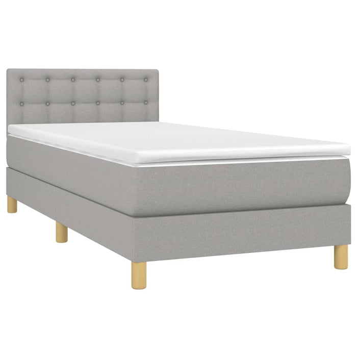 Boxspringbett mit Matratze & LED Hellgrau 90x190 cm Stoff