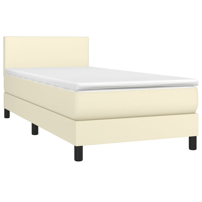 Boxspringbett mit Matratze & LED Creme 90x200 cm Kunstleder