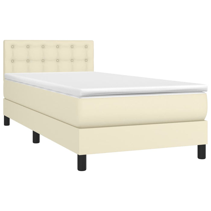 Boxspringbett mit Matratze & LED Creme 80x200 cm Kunstleder