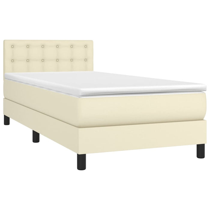 Boxspringbett mit Matratze & LED Creme 90x200 cm Kunstleder