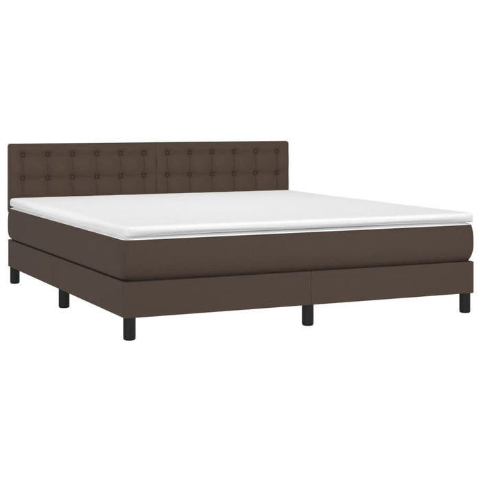 Boxspringbett mit Matratze & LED Braun 160x200 cm Kunstleder