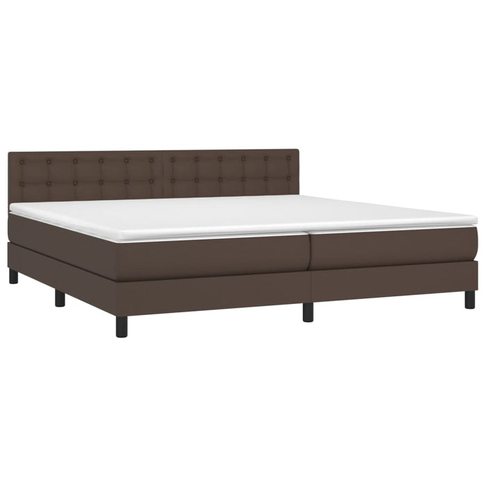 Boxspringbett mit Matratze & LED Braun 200x200 cm Kunstleder
