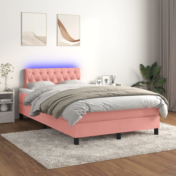 Boxspringbett mit Matratze & LED Rosa 120x200 cm Samt