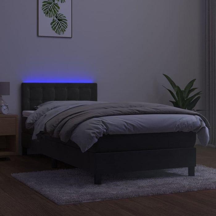 Boxspringbett mit Matratze & LED Dunkelgrau 100x200 cm Samt
