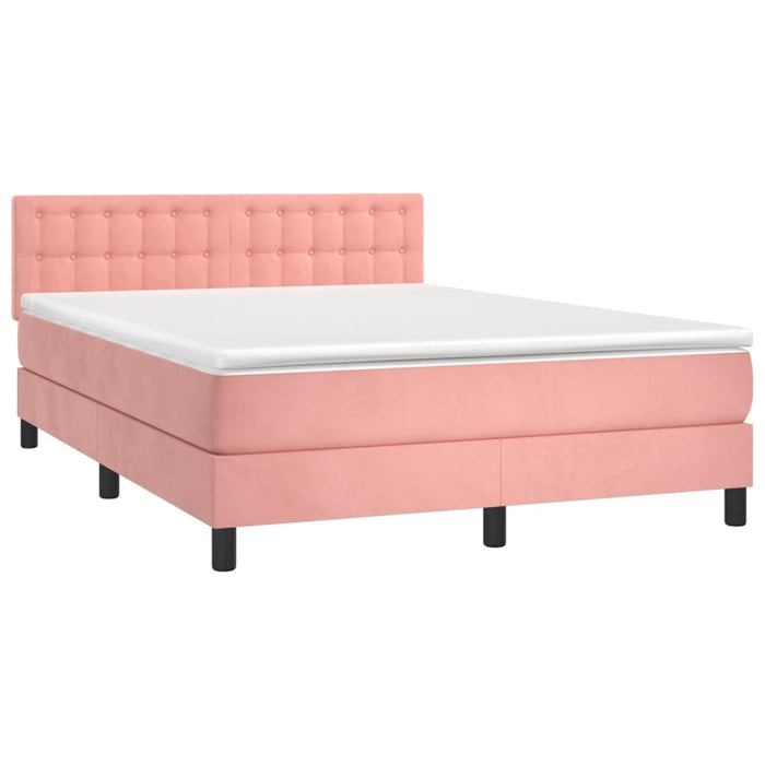 Boxspringbett mit Matratze & LED Rosa 140x200 cm Samt