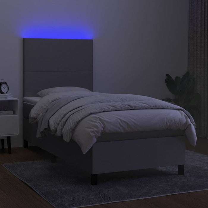 Boxspringbett mit Matratze & LED Hellgrau 80x200 cm Stoff
