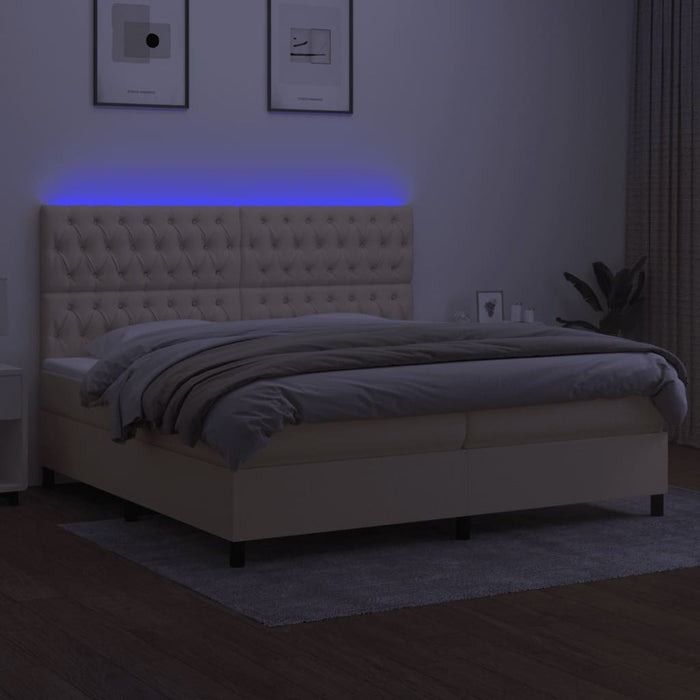 Boxspringbett mit Matratze & LED Creme 200x200 cm Stoff