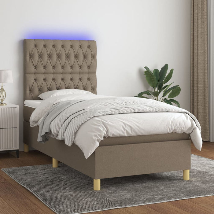 Boxspringbett mit Matratze & LED Taupe 80x200 cm Stoff