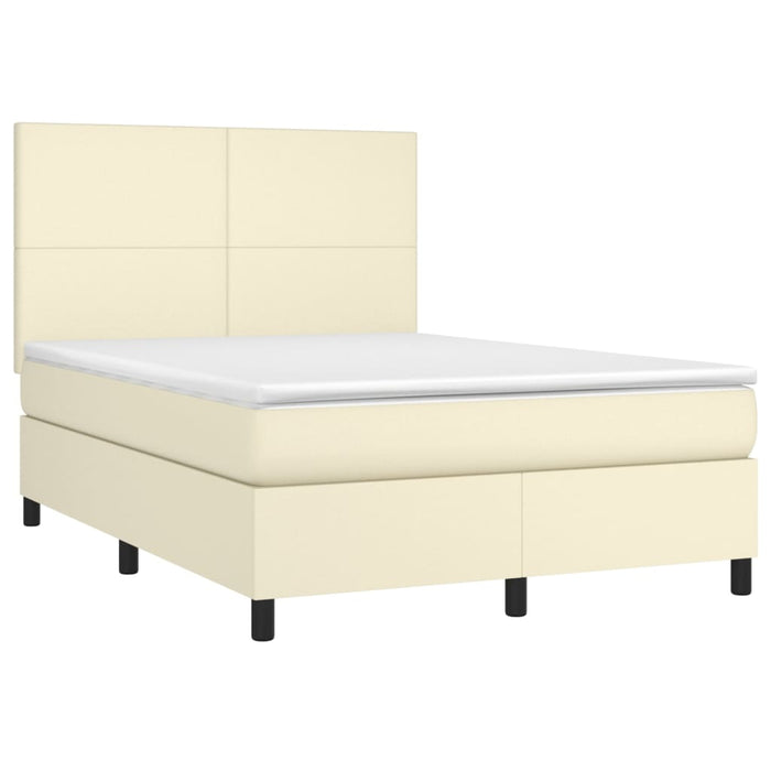 Boxspringbett mit Matratze & LED Creme 140x200 cm Kunstleder