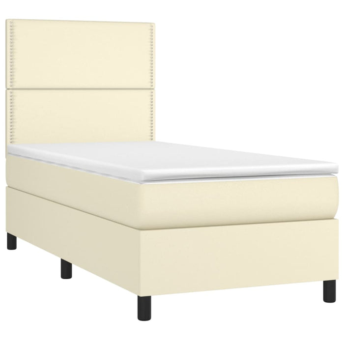 Boxspringbett mit Matratze & LED Creme 100x200 cm Kunstleder