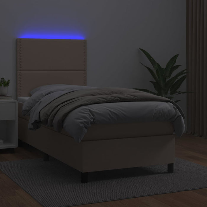 Boxspringbett mit Matratze & LED Cappuccino-Braun 100x200cm