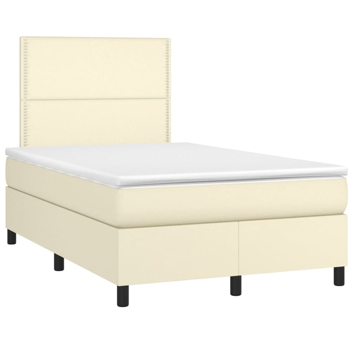Boxspringbett mit Matratze & LED Creme 120x200 cm Kunstleder