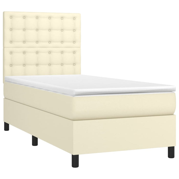 Boxspringbett mit Matratze & LED Creme 80x200 cm Kunstleder