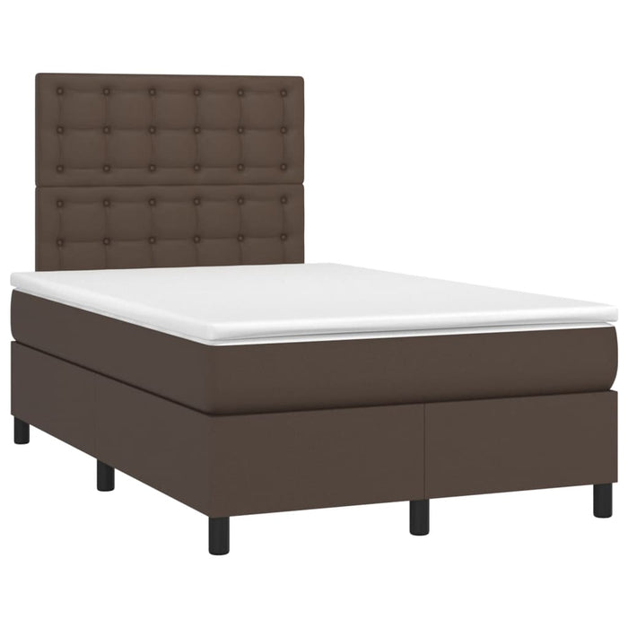 Boxspringbett mit Matratze & LED Braun 120x200 cm Kunstleder