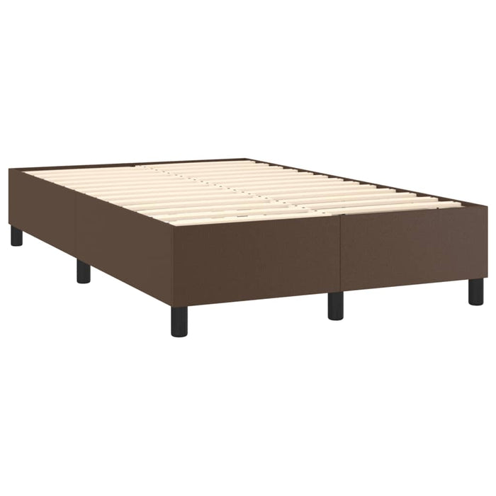 Boxspringbett mit Matratze & LED Braun 120x200 cm Kunstleder