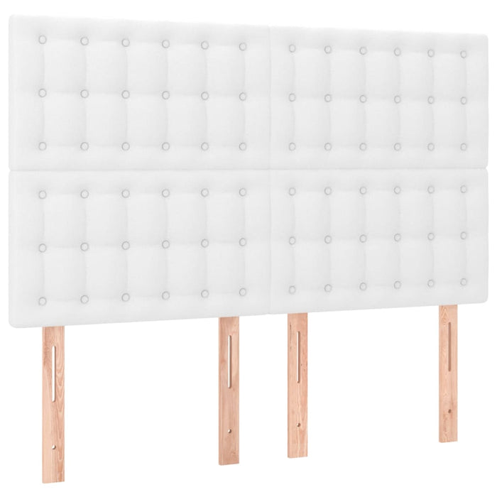 Boxspringbett mit Matratze & LED Weiß 140x190 cm Kunstleder