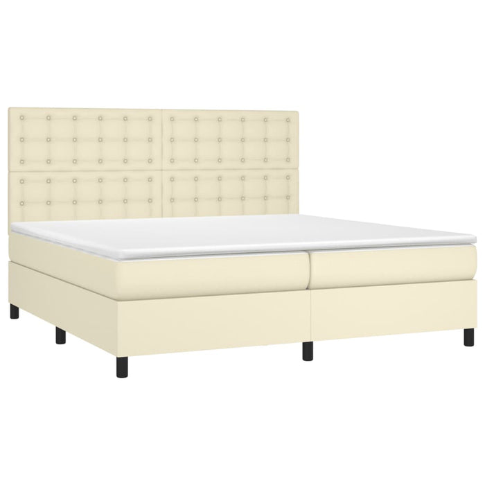Boxspringbett mit Matratze & LED Creme 200x200 cm Kunstleder