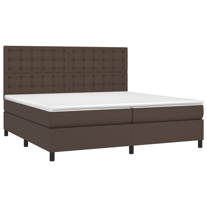 Boxspringbett mit Matratze & LED Braun 200x200 cm Kunstleder