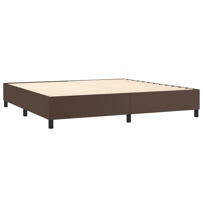 Boxspringbett mit Matratze & LED Braun 200x200 cm Kunstleder