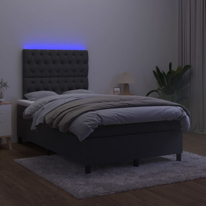 Boxspringbett mit Matratze & LED Schwarz 120x200 cm Samt