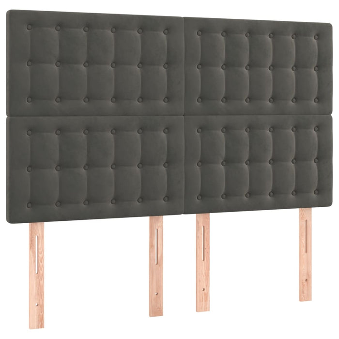 Boxspringbett mit Matratze & LED Dunkelgrau 140x200 cm Samt