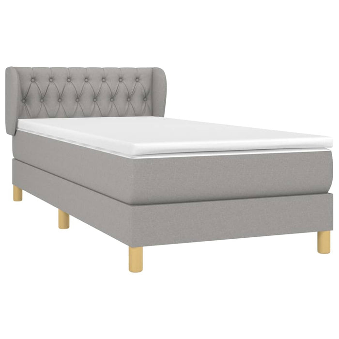 Boxspringbett mit Matratze Hellgrau 90x190 cm Stoff