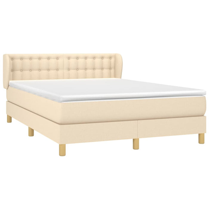 Box spring bed with mattress cream 140x200 cm fabric