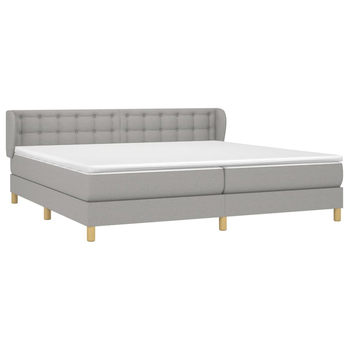 Box spring bed with mattress light gray 200x200 cm fabric