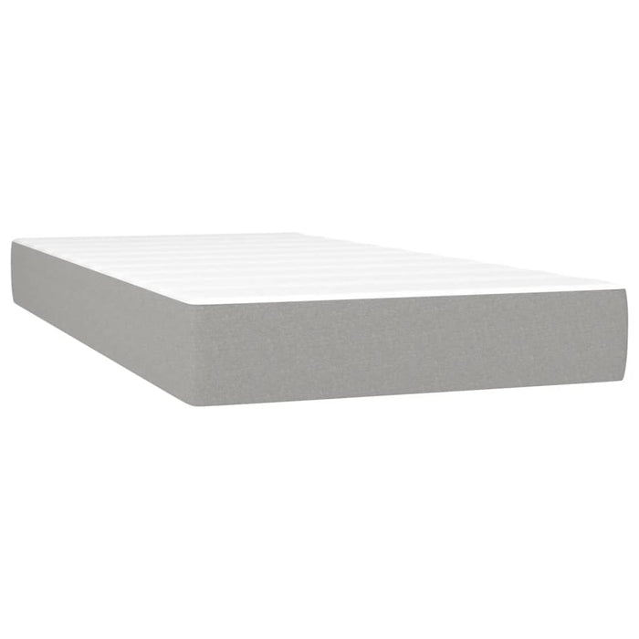 Box spring bed with mattress light gray 200x200 cm fabric