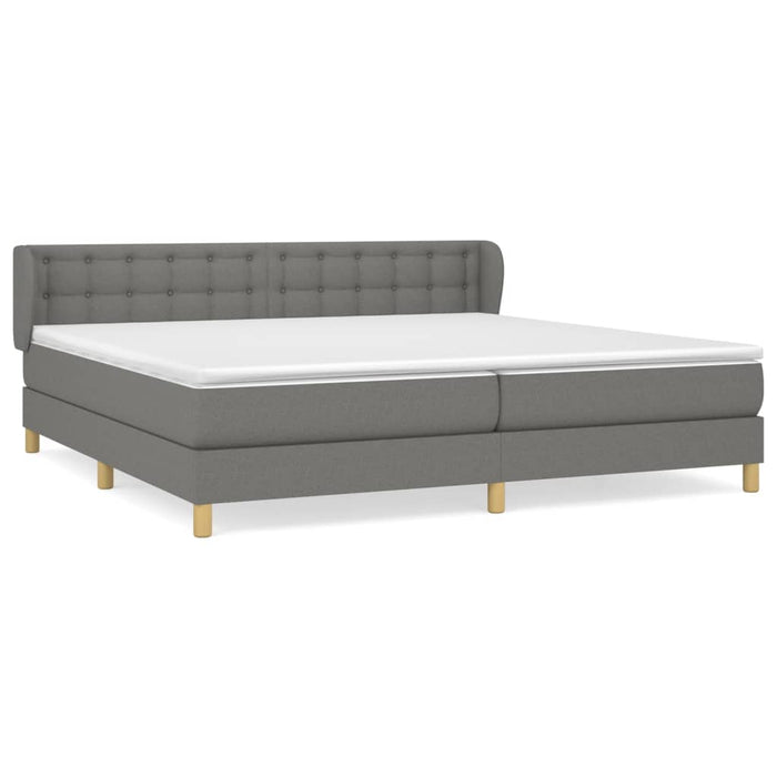 Box spring bed with mattress dark gray 200x200 cm fabric