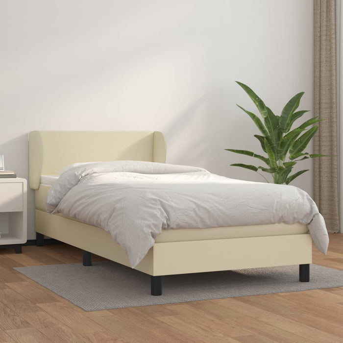 Boxspringbett mit Matratze Creme 80x200 cm Kunstleder