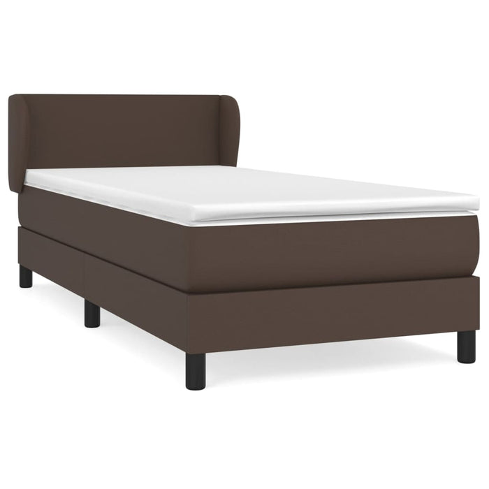 Boxspringbett mit Matratze Braun 90x200 cm Kunstleder