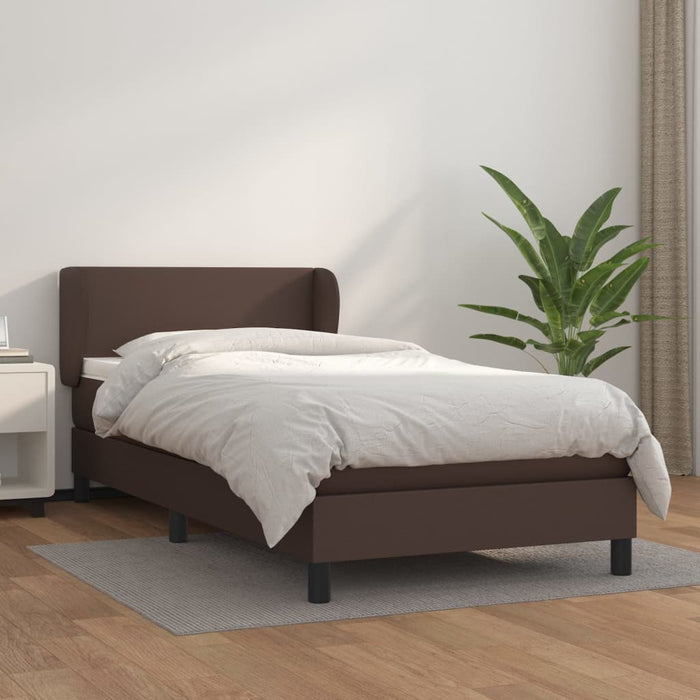 Boxspringbett mit Matratze Braun 90x200 cm Kunstleder