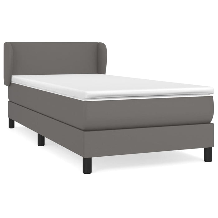 Box spring bed with mattress gray 90x200 cm faux leather