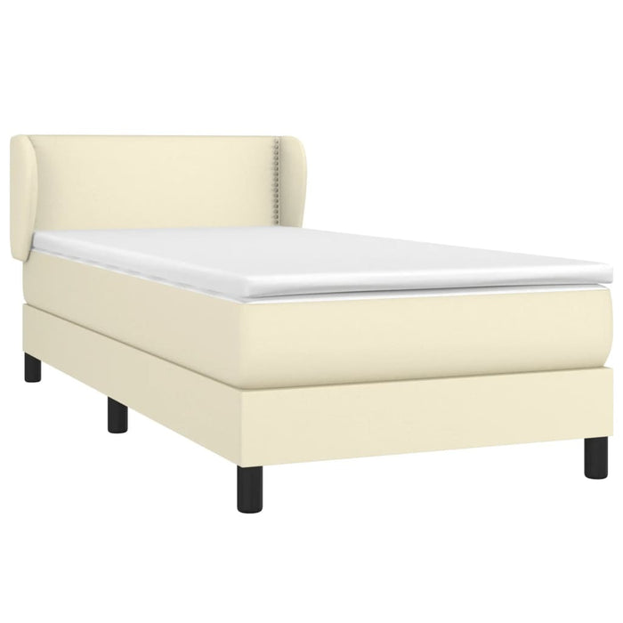 Boxspringbett mit Matratze Creme 80x200 cm Kunstleder