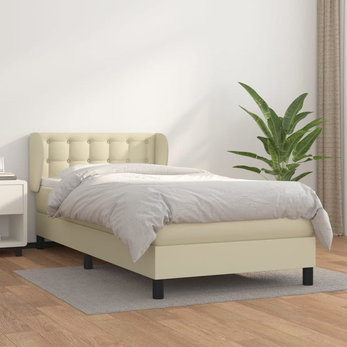 Boxspringbett mit Matratze Creme 80x200 cm Kunstleder