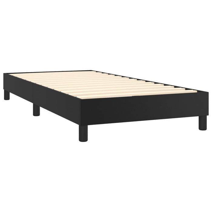 Box spring bed with mattress black 90x200 cm faux leather