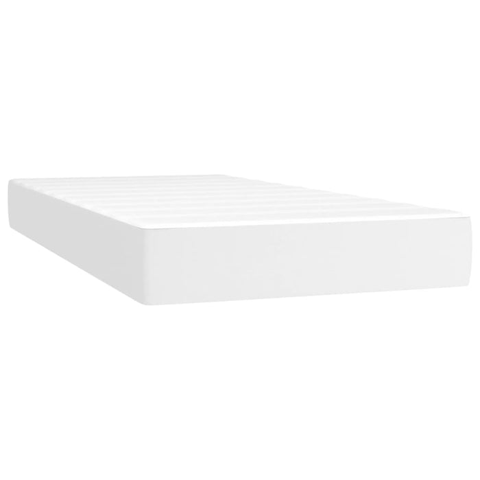 Box spring bed with mattress white 90x200 cm artificial leather