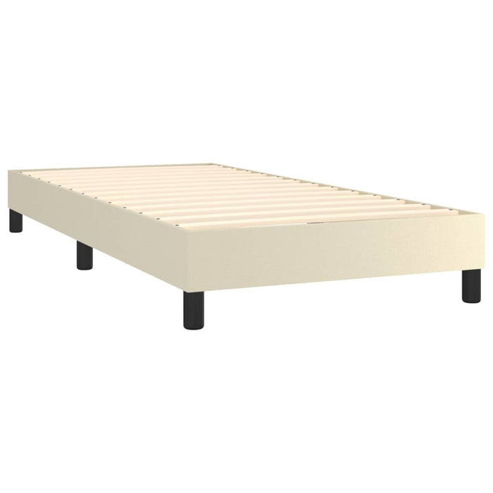 Box spring bed with mattress cream 90x200 cm faux leather
