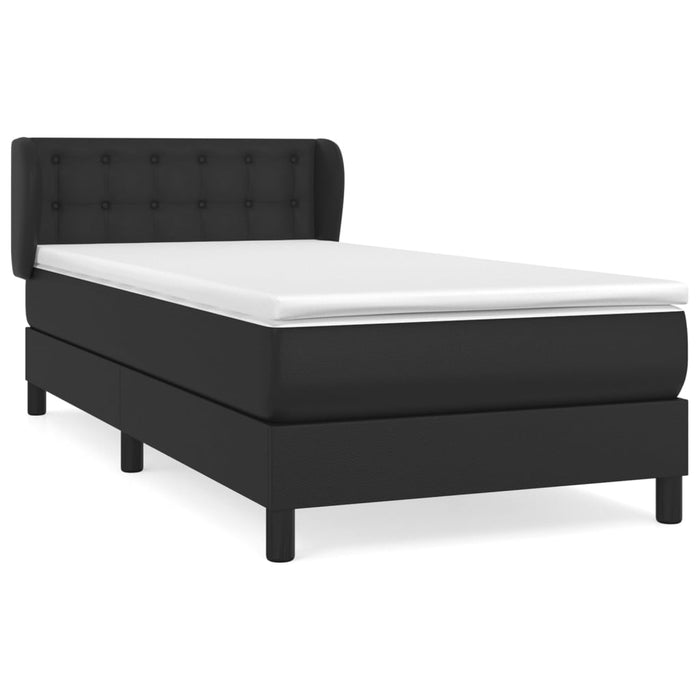 Box spring bed with mattress black 100x200 cm faux leather