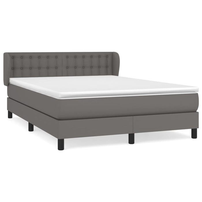 Box spring bed with mattress gray 140x190 cm faux leather