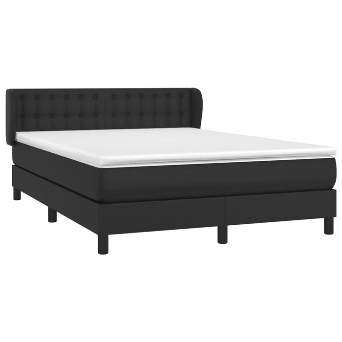 Box spring bed with mattress black 140x200 cm faux leather