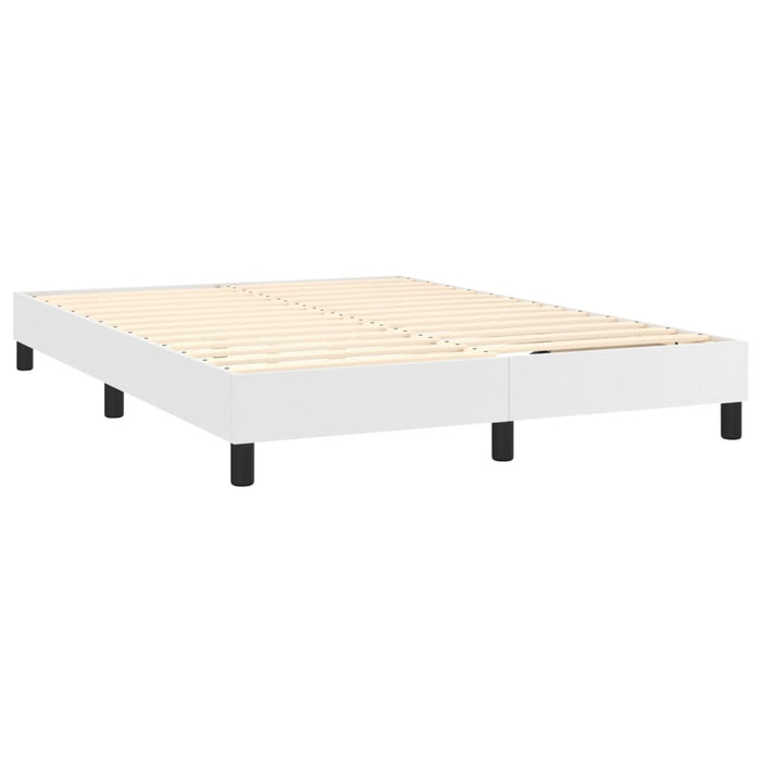 Box spring bed with mattress white 140x200 cm artificial leather