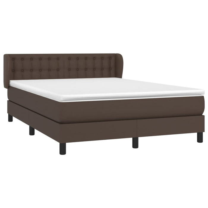 Box spring bed with mattress brown 140x200 cm faux leather