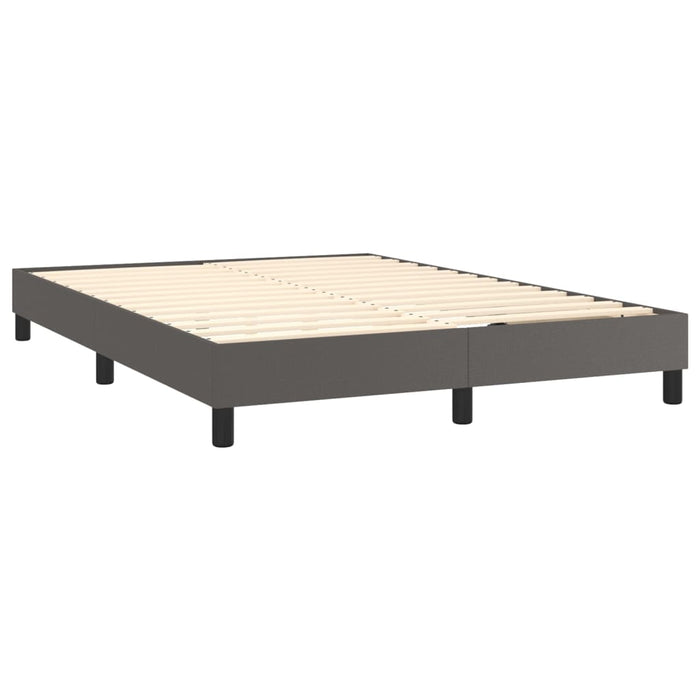 Box spring bed with mattress gray 140x200 cm faux leather