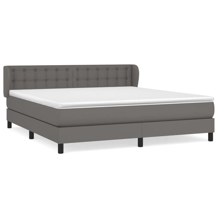 Box spring bed with mattress gray 160x200 cm faux leather