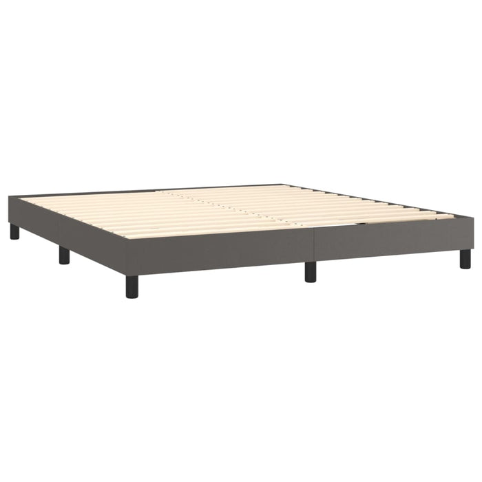 Box spring bed with mattress gray 160x200 cm faux leather
